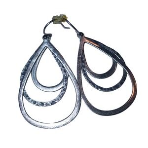 Silpada Sterling Silver Teardrop Dangle Earrings French Wire Hook Try Texured